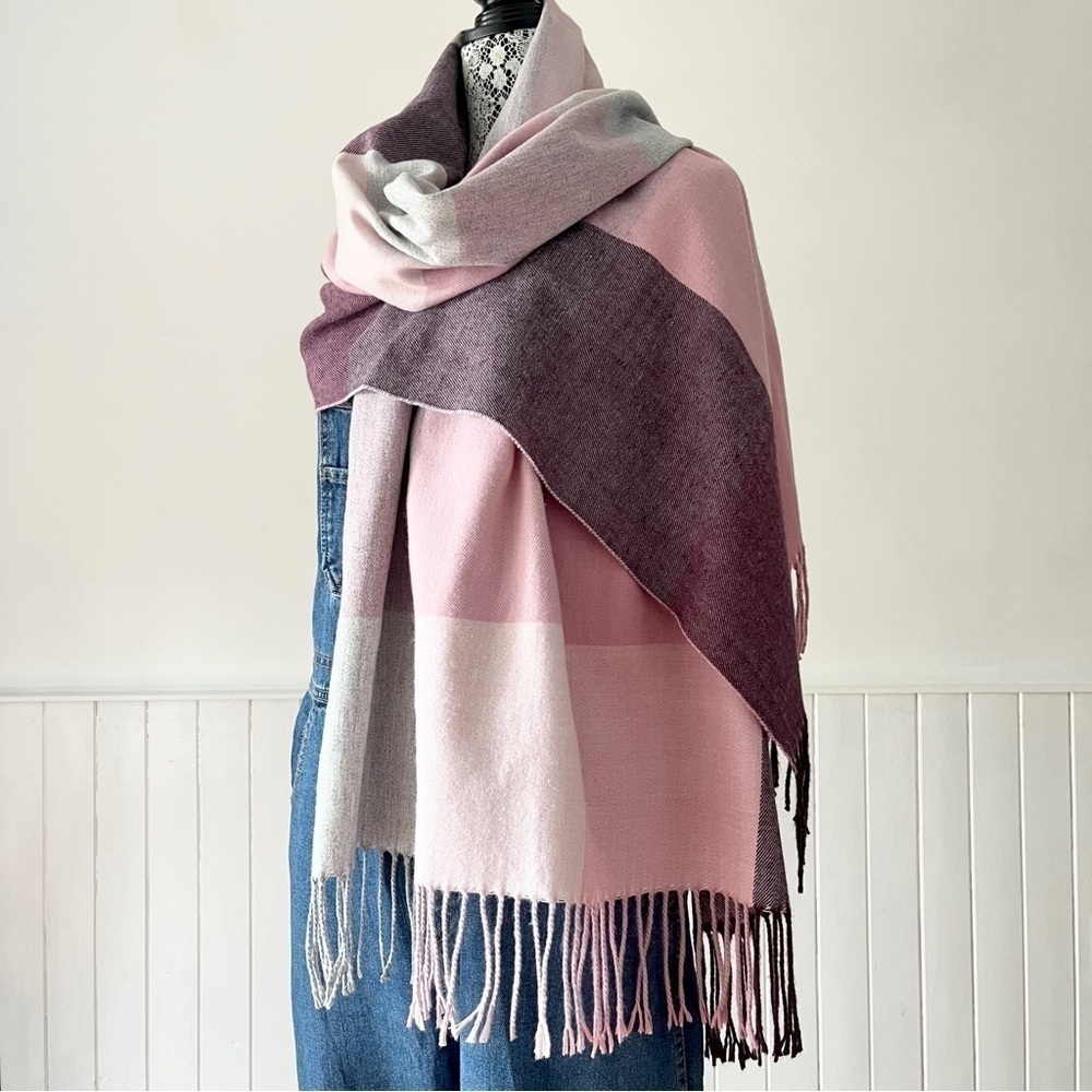 Love & Lore Soft Plaid Fringed Scarf - Picture 4 of 10